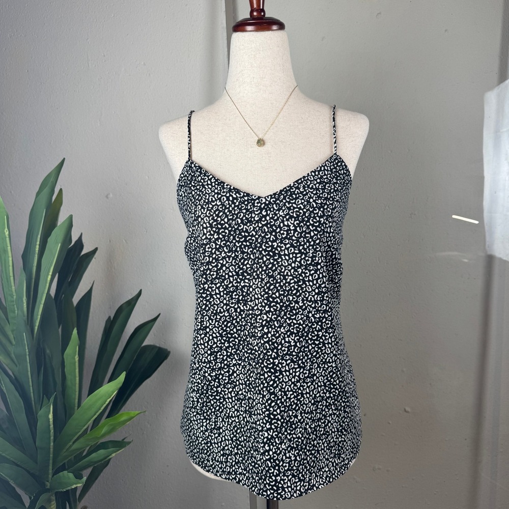 Nine West Camisole Top Women S Black White Very‎ Good Leopard Cowl Neck Strappy